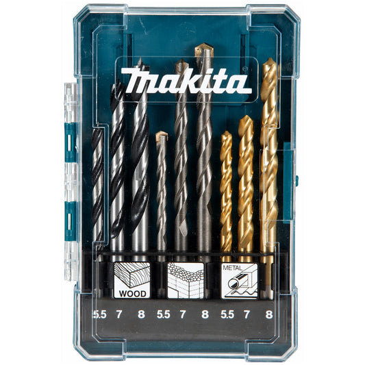 Makita 13-Piece Multi-Material Drill Bit Set – Wood, Concrete & Metal Compatible