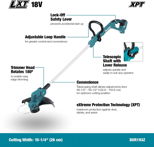 Makita 18V Cordless Grass Trimmer DUR193Z – Lightweight Lawn Care, Body Only