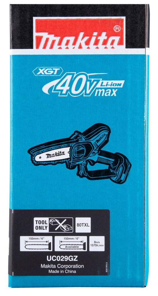 Makita UC029GZ 40V Max XGT Cordless Brushless Chainsaw – 6" Bar (Body Only)